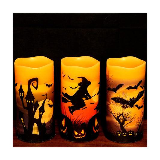 Halloween Decor Flameless Candles Battery Operated with 6H Timer | LED Pillar Candles Flickering, Real Wax 300 Hours