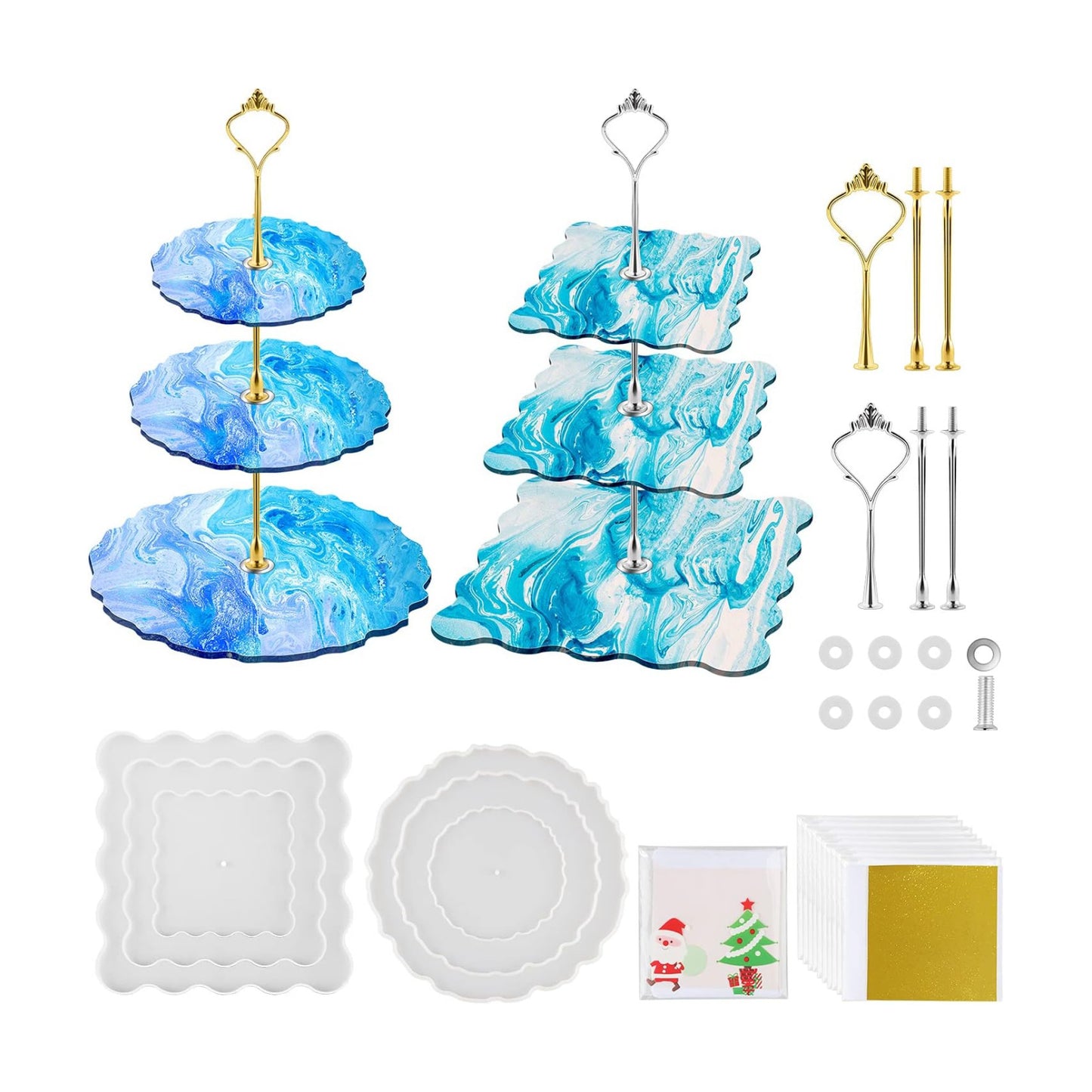3 Tier Cake Stand / Gold / Set of 6