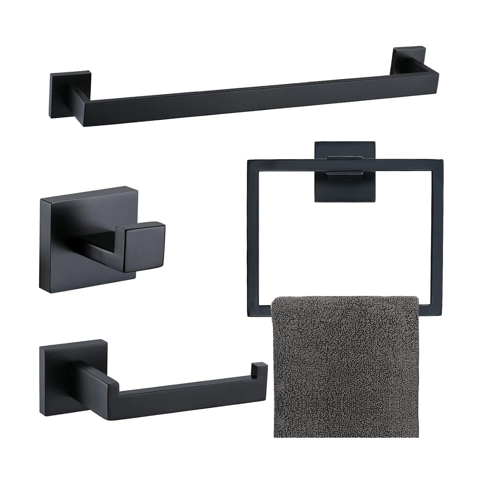 Matte Black Bathroom Accessories Bath Accessories Set Towel Racks for Bathroom Towel Holder Black Bathroom Hardware Set