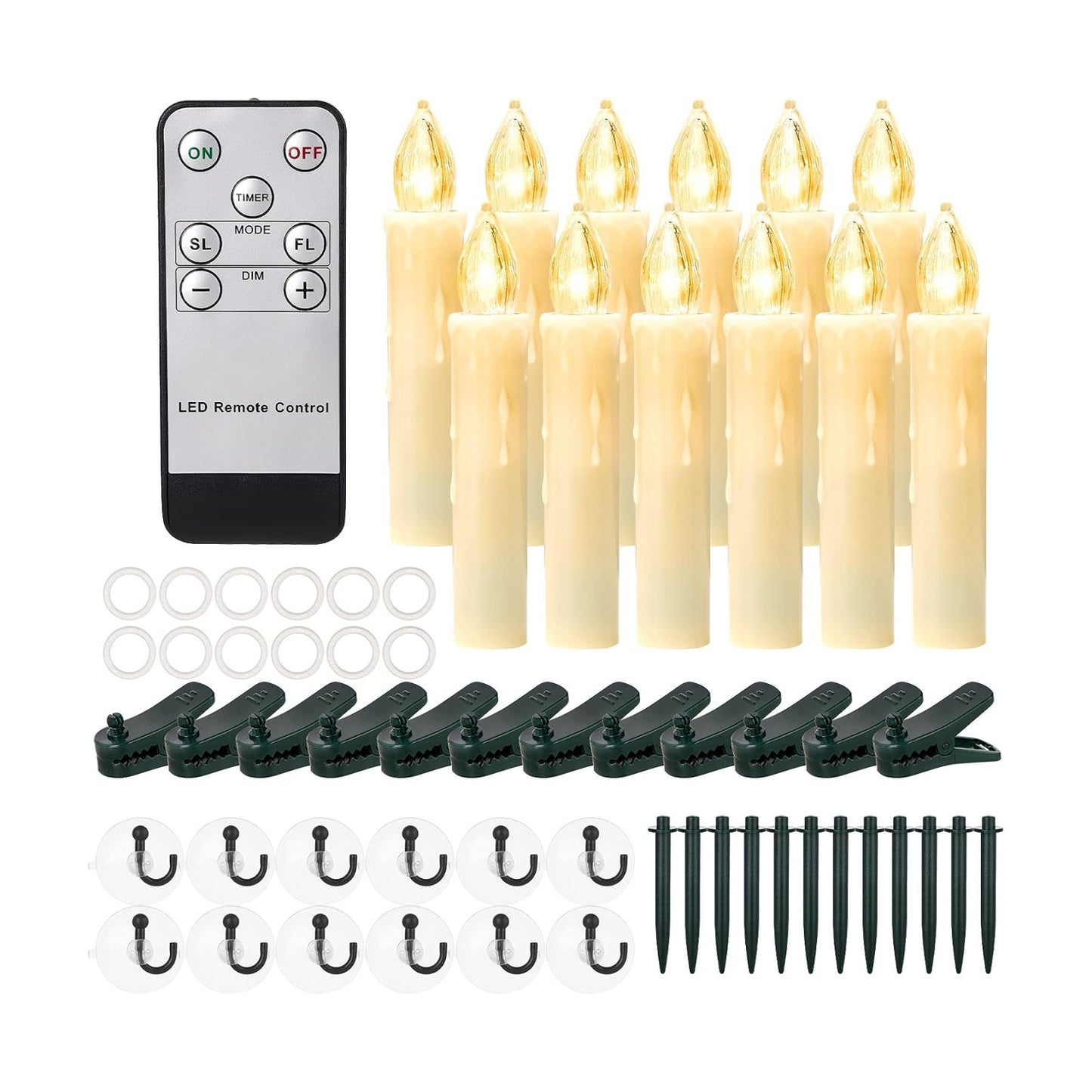 Daord Flickering Flameless Window Candle LED Christmas Tree Candle Lights Warm White Battery Operated Electric Taper