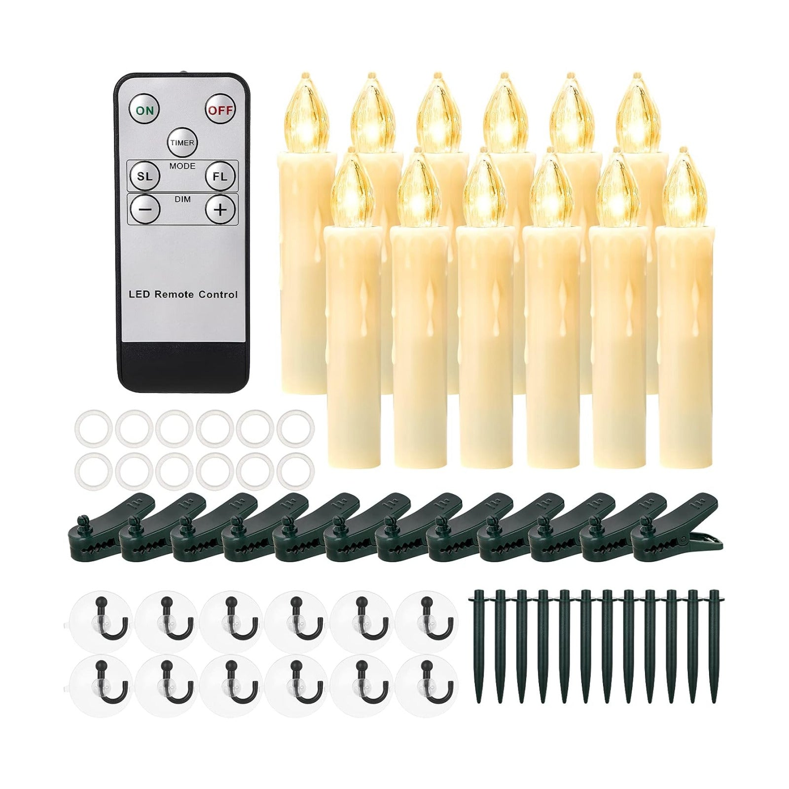 Daord Flickering Flameless Window Candle LED Christmas Tree Candle Lights Warm White Battery Operated Electric Taper