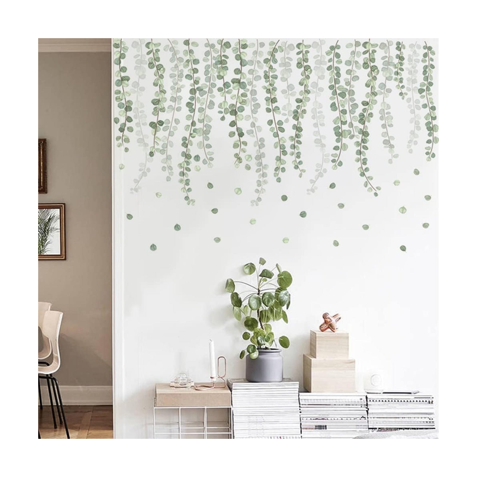 Eucalyptus Vine Leaves Wall Decals Hanging Plants Wall Stickers Living / Eucalyptus Leaves / Green