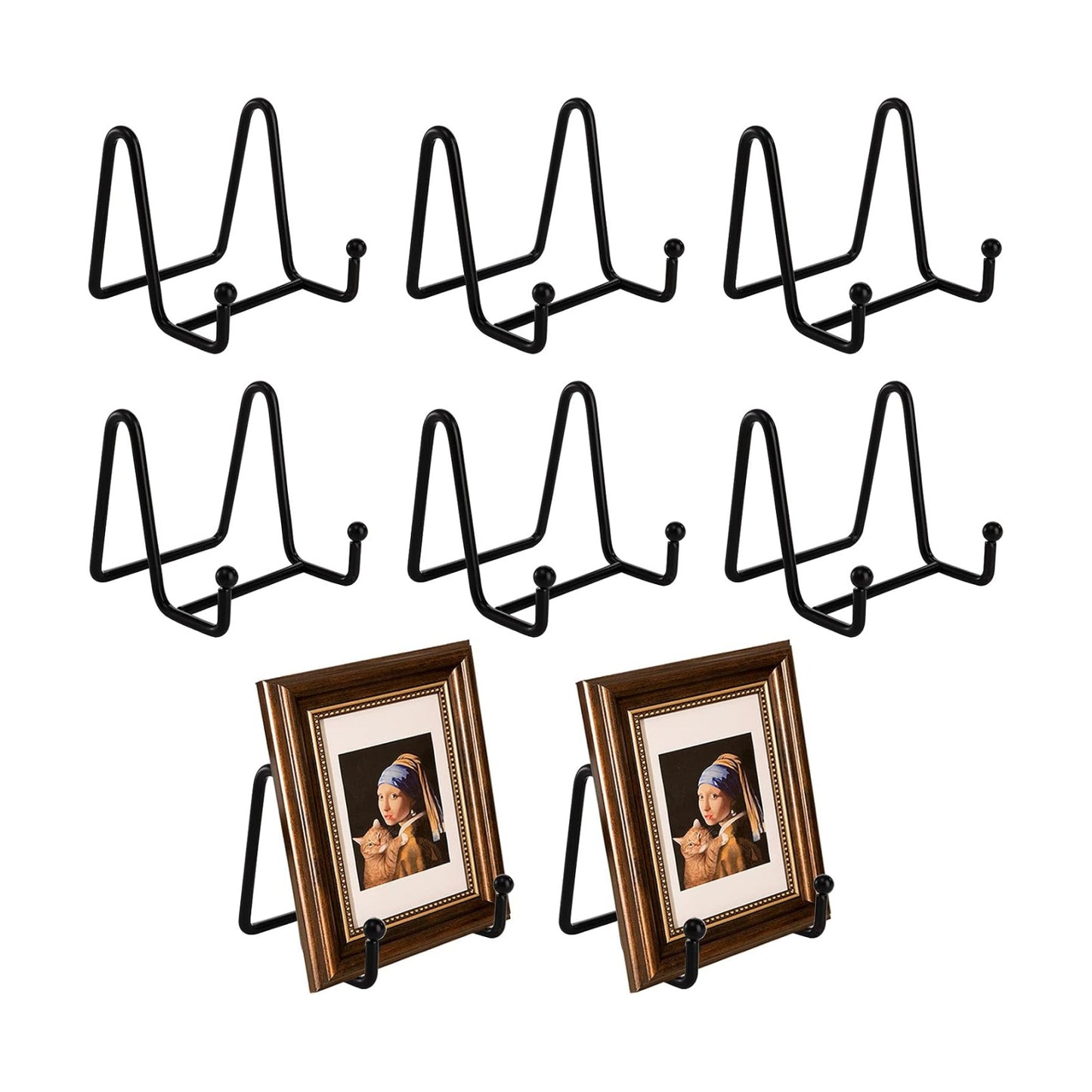 Metal Easel Plate Display Photo Holder Stand / Black / 3 Inch / Set of 8