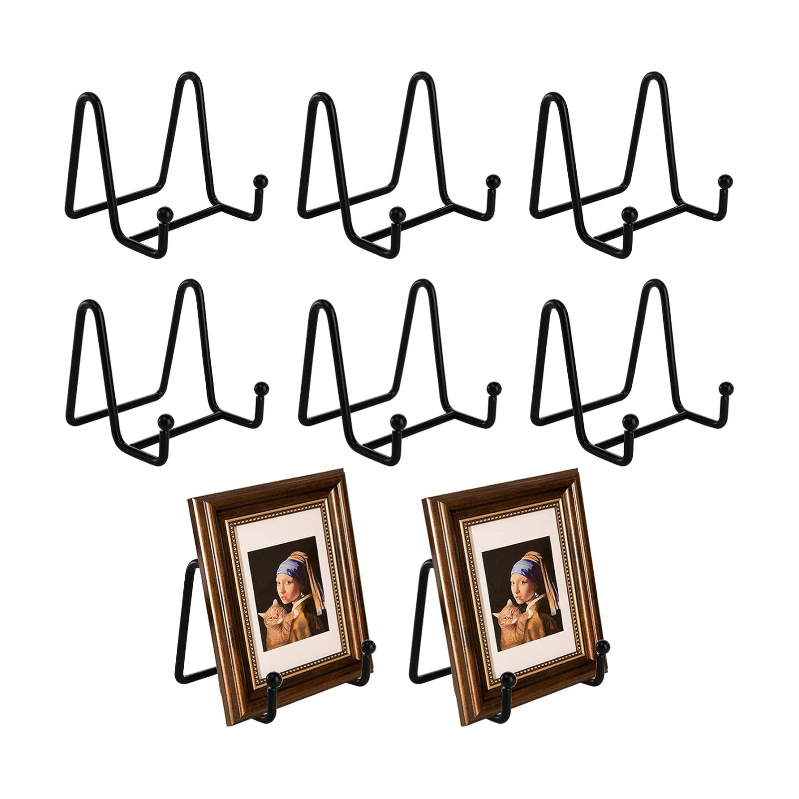 Metal Easel Plate Display Photo Holder Stand / Black / 3 Inch / Set of 8