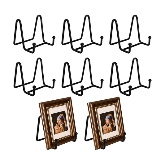 Metal Easel Plate Display Photo Holder Stand / Black / 3 Inch / Set of 8