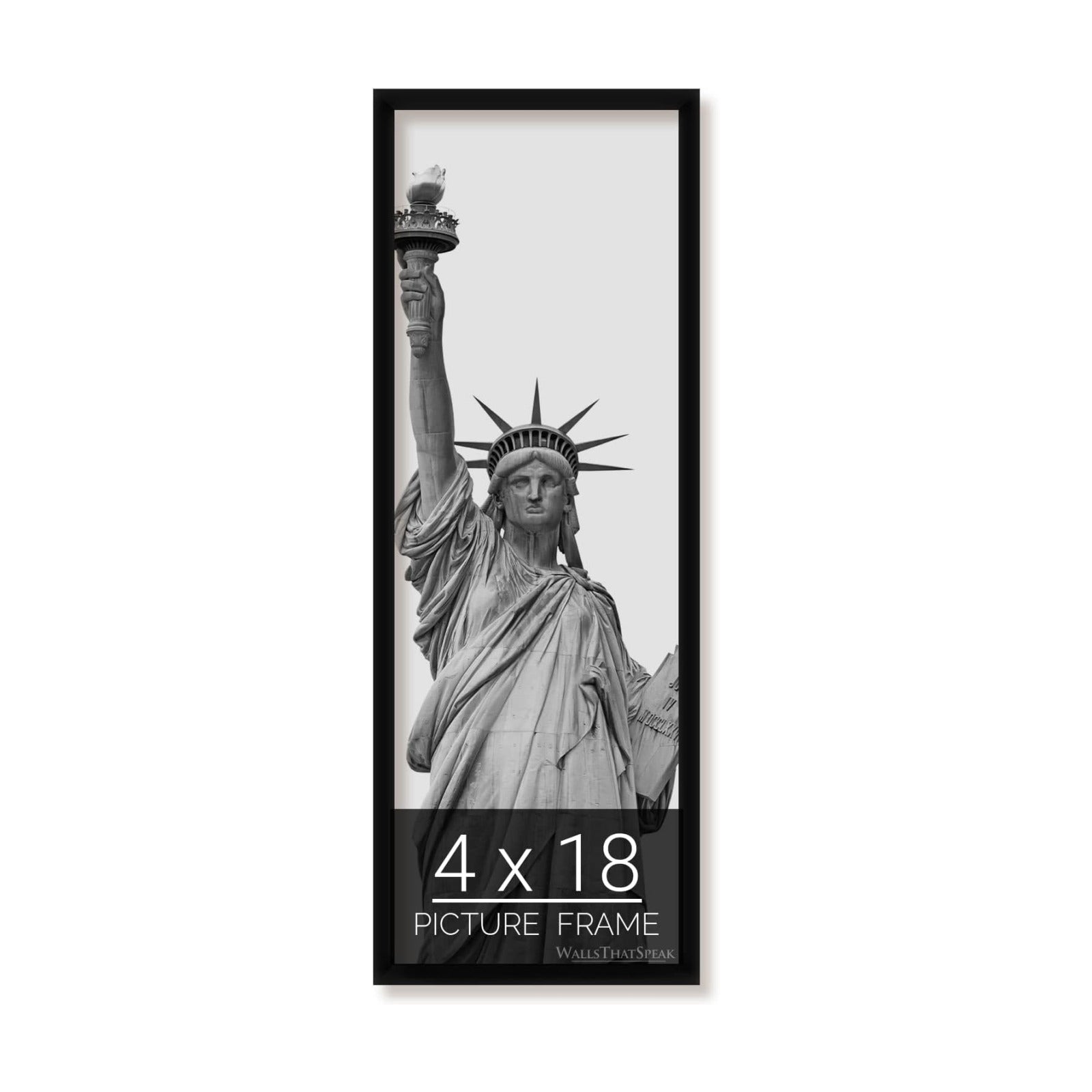 4x18 Black Picture Frame, Wall Decor for Art and Photos
