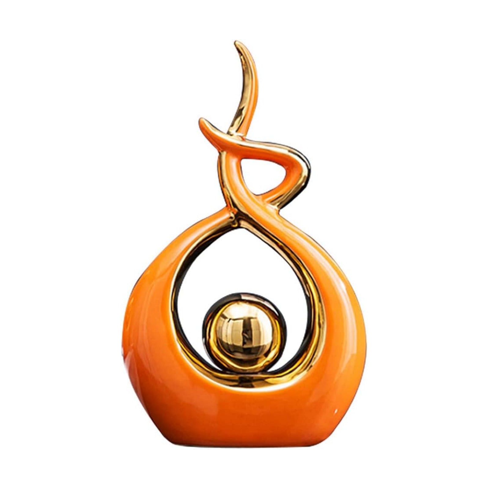 Home Decor Modern Abstract Art Ceramic Statue Table Decorations for Dining / Orange and Gold / Small