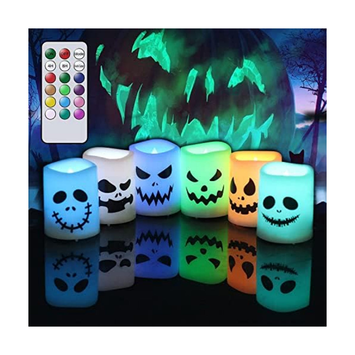 GenSwin Halloween Flameless Votive Candles Color Changing with Remote Timer