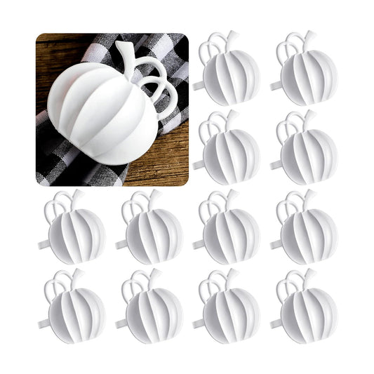Patelai 12 Pieces Fall Pumpkin Napkin Rings Thanksgiving, White