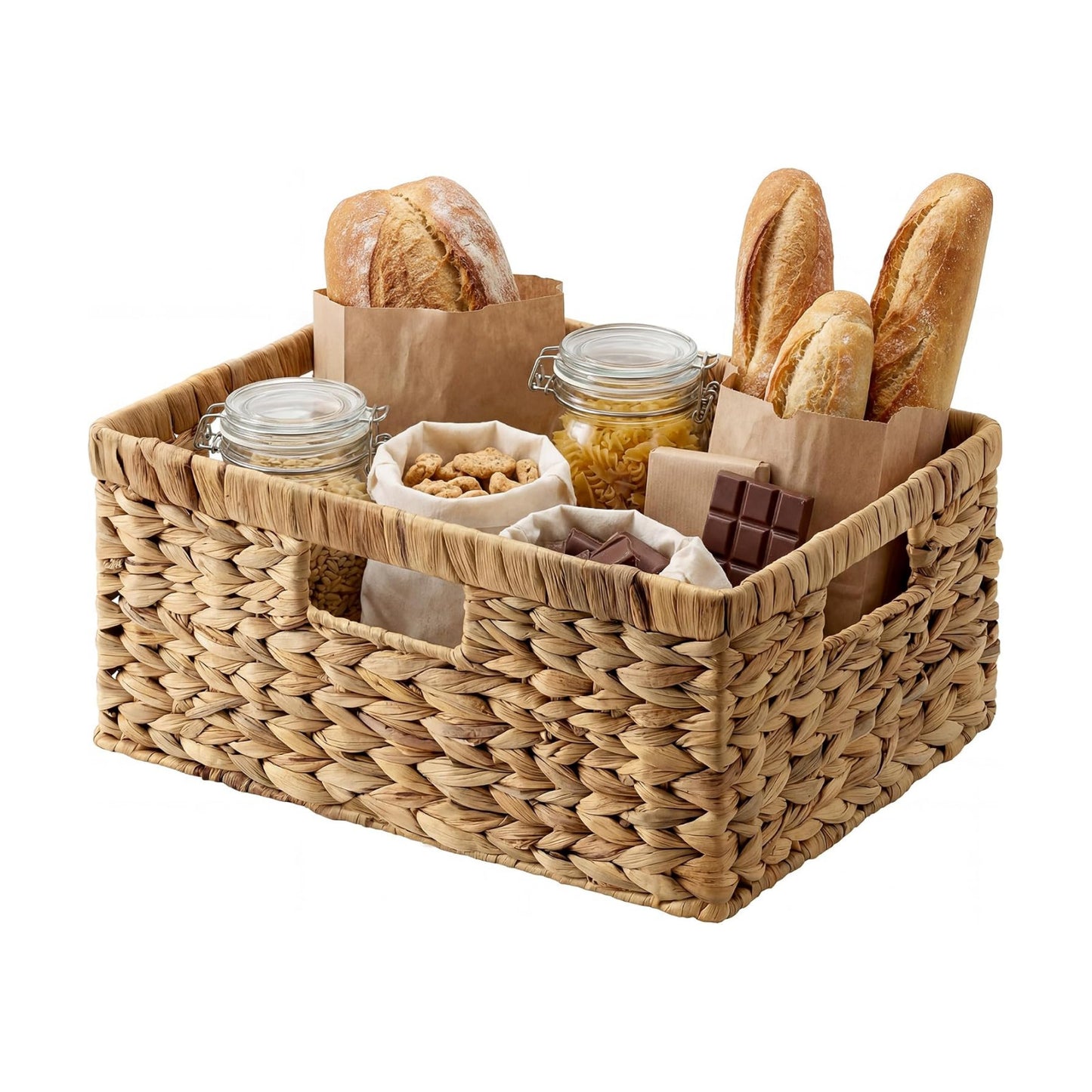 Large Rectangular Wicker Basket / Natural
