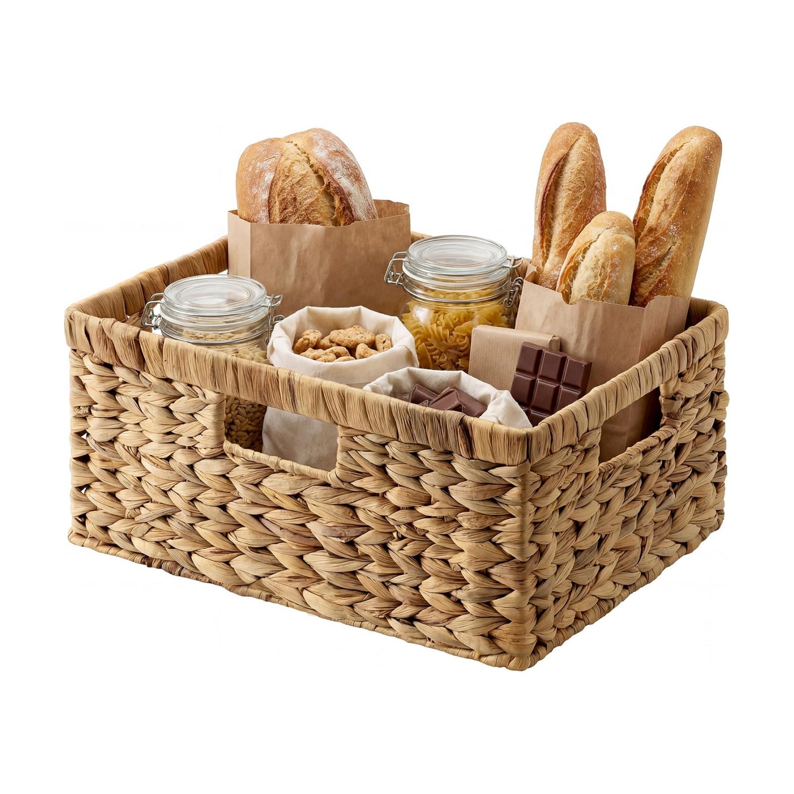 Large Rectangular Wicker Basket / Natural