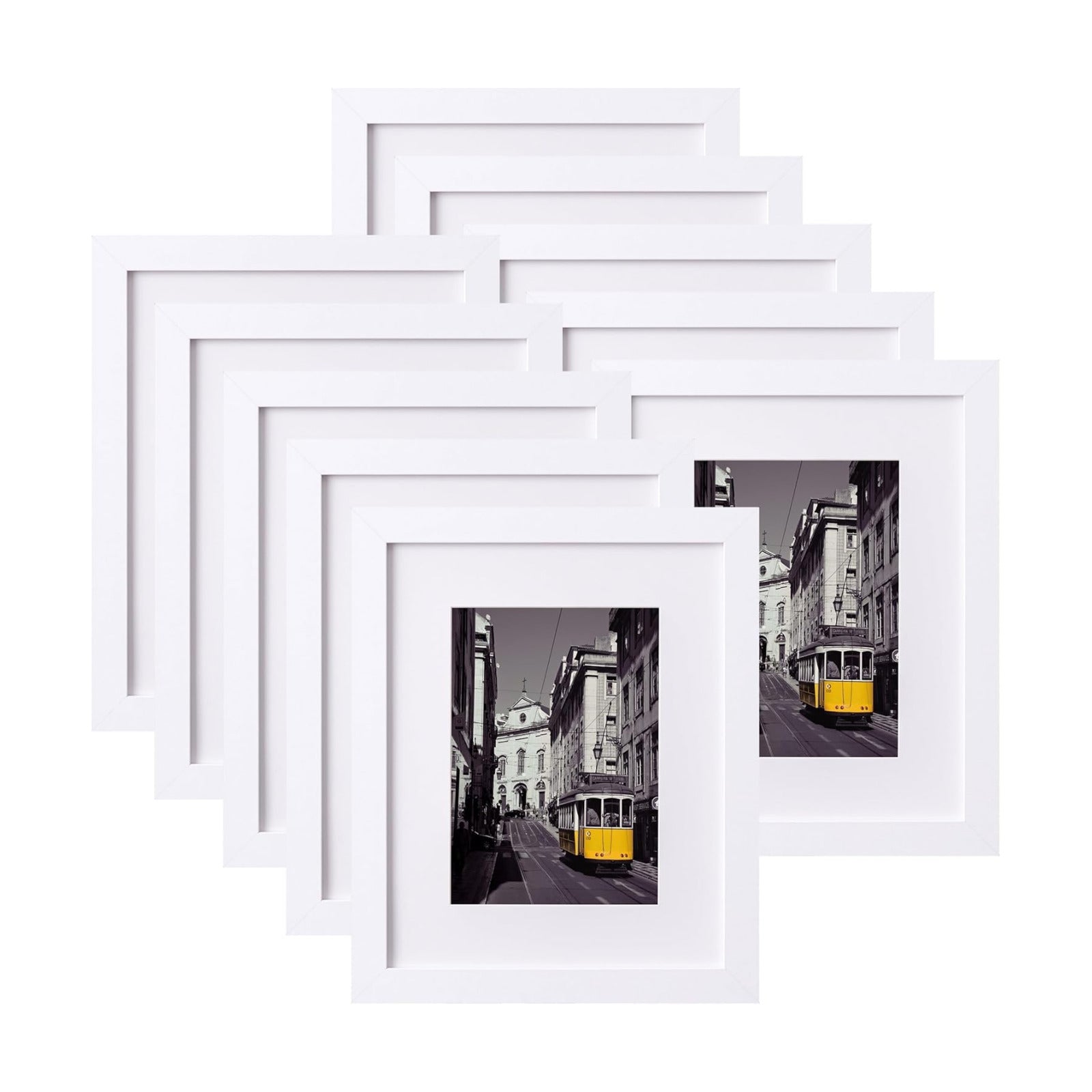 eletecpro 8x10 Picture Frames, Acrylic Cover, White, Set of 10 | Display Photo 5x7 with Mat or 8x10 without, Horizontal