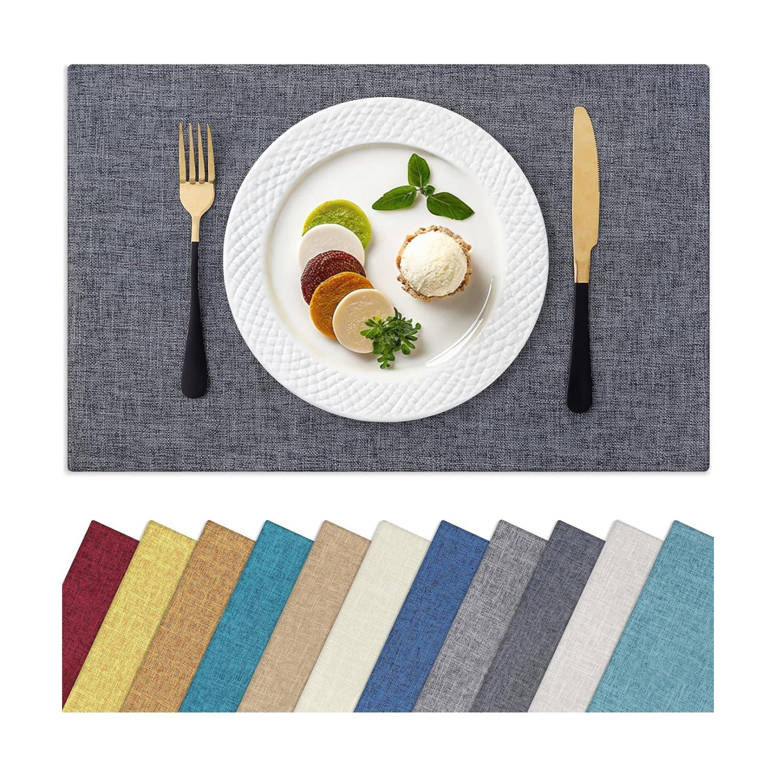 Homaxy Cloths Placemats for Dining Table Set of 6, 13" x 19", Charcoal Gray | Heat Resistant, Washable, Cotton Linen