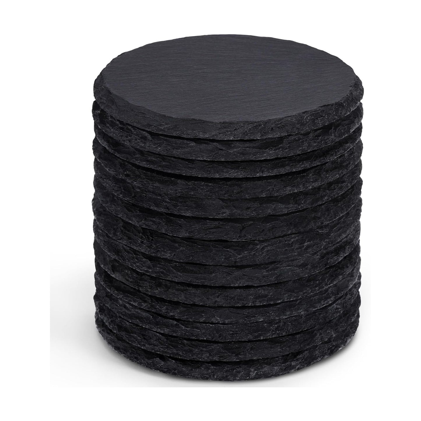 Coasters Stone Coaster Set / Round / Black / 4 Inch / Set of 13