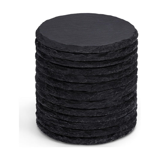 Coasters Stone Coaster Set / Round / Black / 4 Inch / Set of 13
