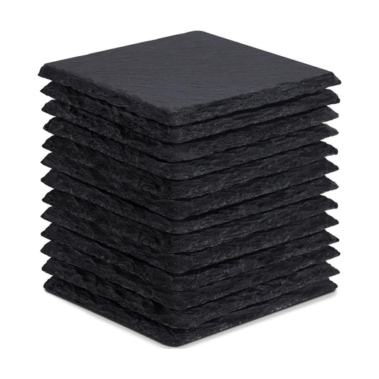 Coasters Stone Coaster Set / Square / Black / 4 Inch / Set of 13