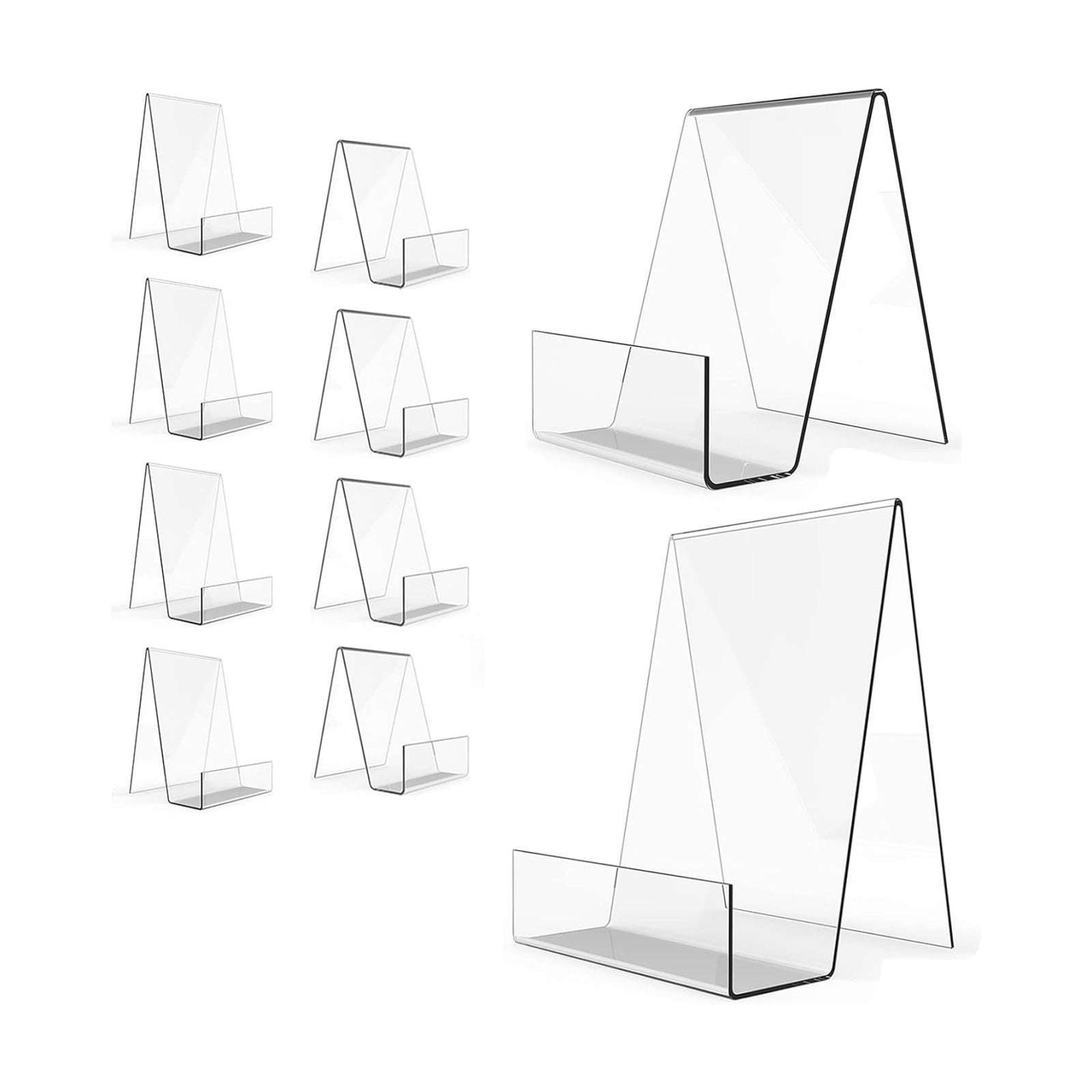 Boloyo Acrylic Book Stand with Ledge,10PC Clear Acrylic Display Easel Transparent Display Stand Holder Tablet Holder