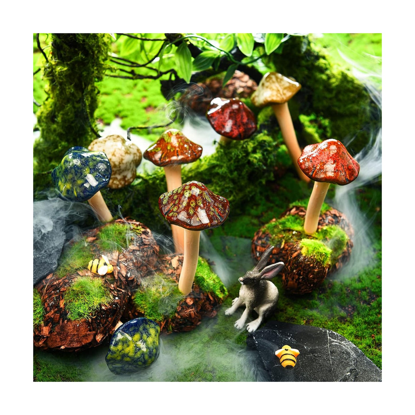 Ceramic Mushroom Figurine Garden Ceramic Mushroom Statue Garden Pot Decoration Lawn / Set of 8