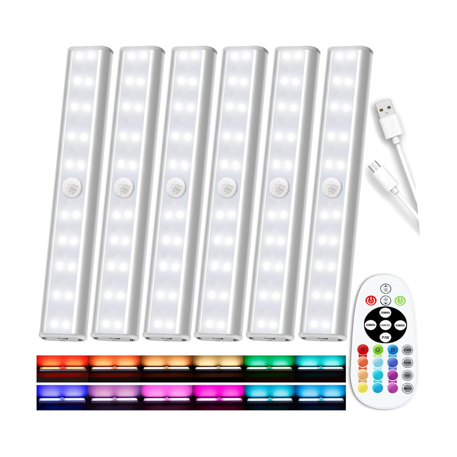 Under Cabinet Lighting Rechargeable 48-LED Wireless Under Cabinet Lights Remote, Kitchen Counter Lights Closet Lights