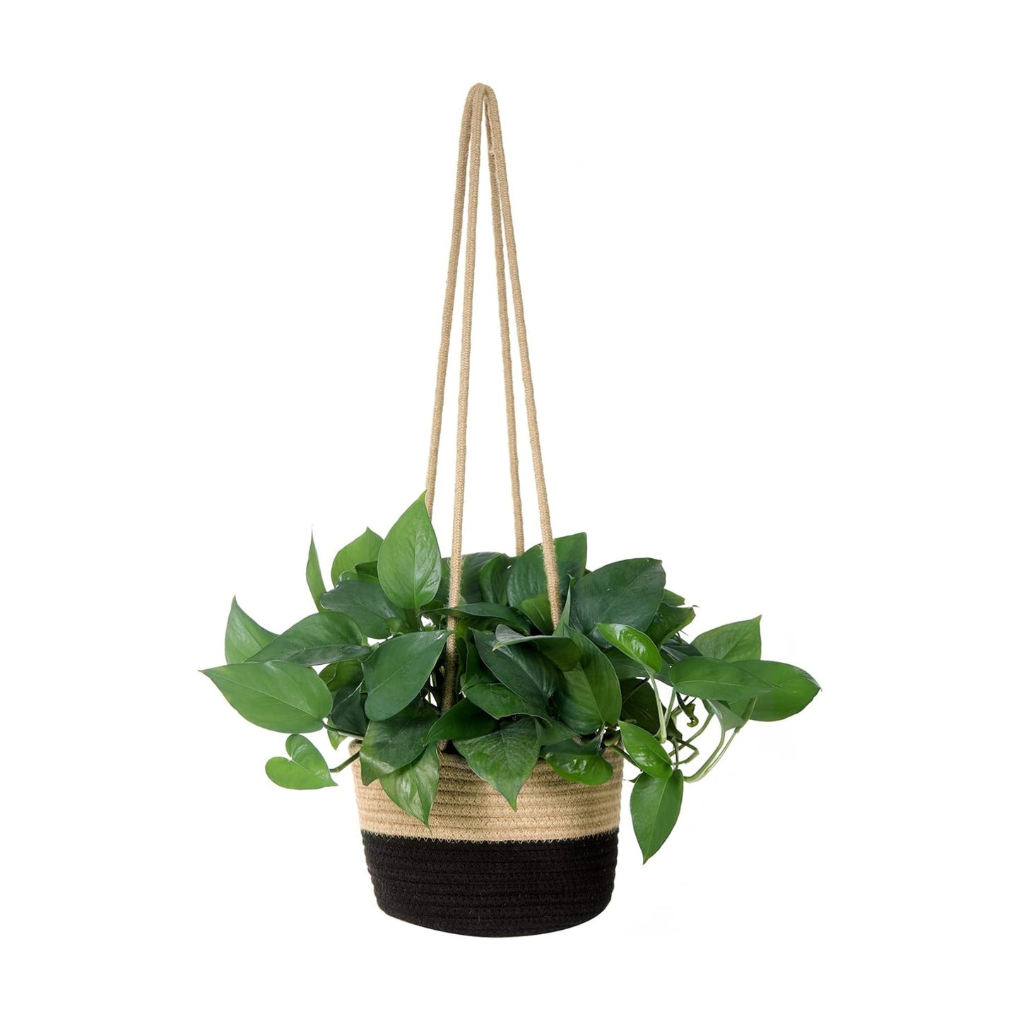 Hanging Planter Basket Jute Rope Woven Plant Hangers Indoor Hanging Plant Holder Up / Jute-black