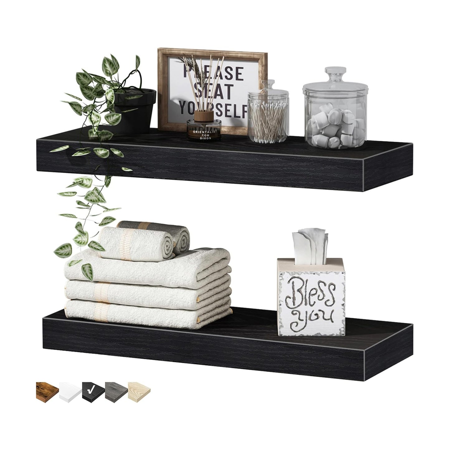Bathroom Floating Shelves / 15.7 / Black
