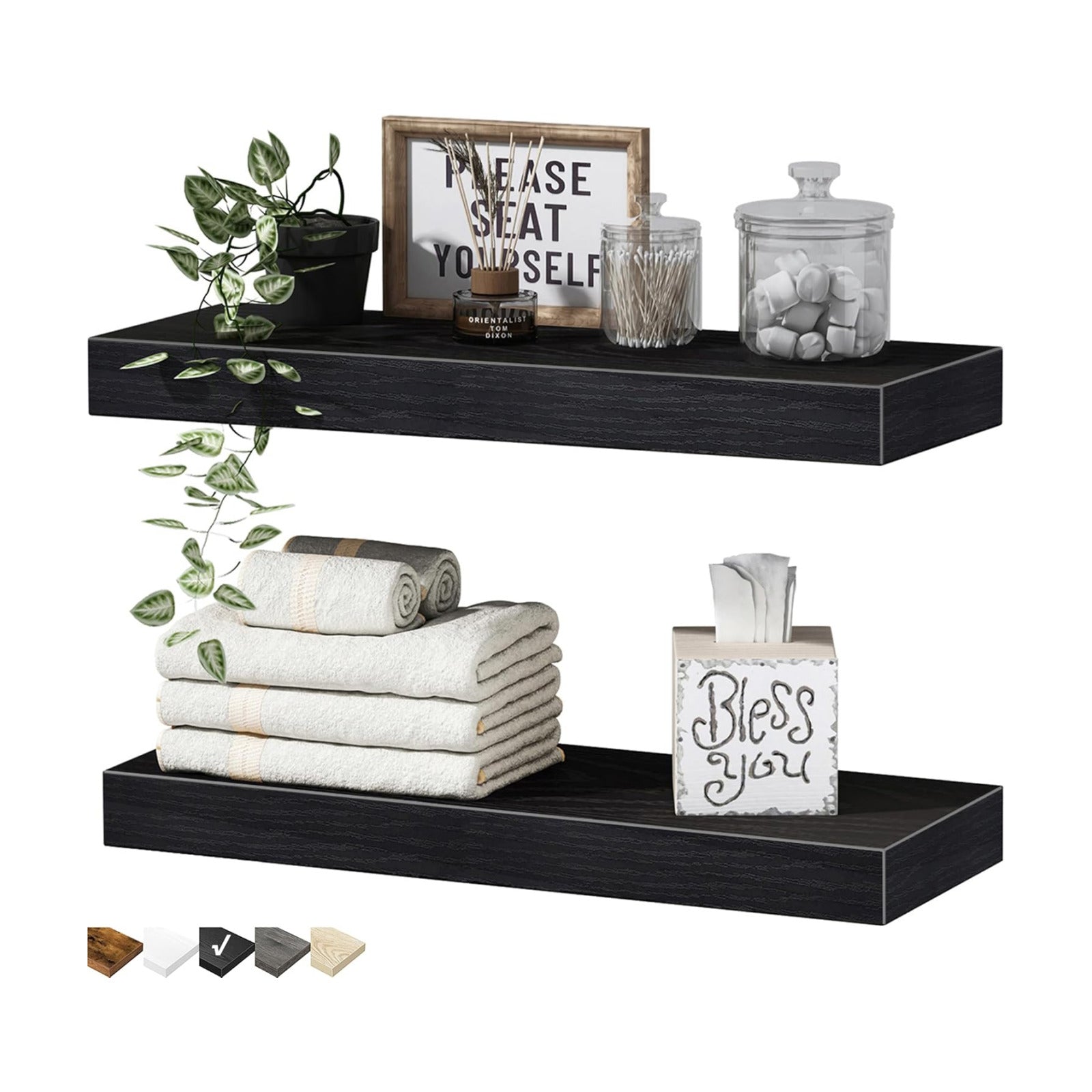 Bathroom Floating Shelves / 15.7 / Black