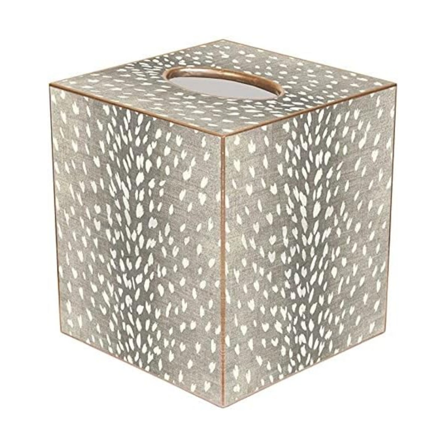 TB8815-Tissue Box Cover Tissue Holder Square Cube Paper Mache Decorative Animal Print Antelope Taupe