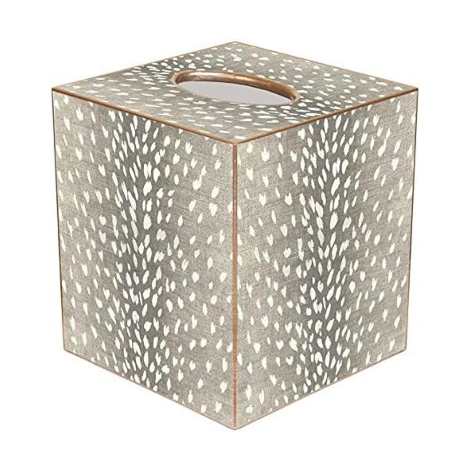 TB8815-Tissue Box Cover Tissue Holder Square Cube Paper Mache Decorative Animal Print Antelope Taupe