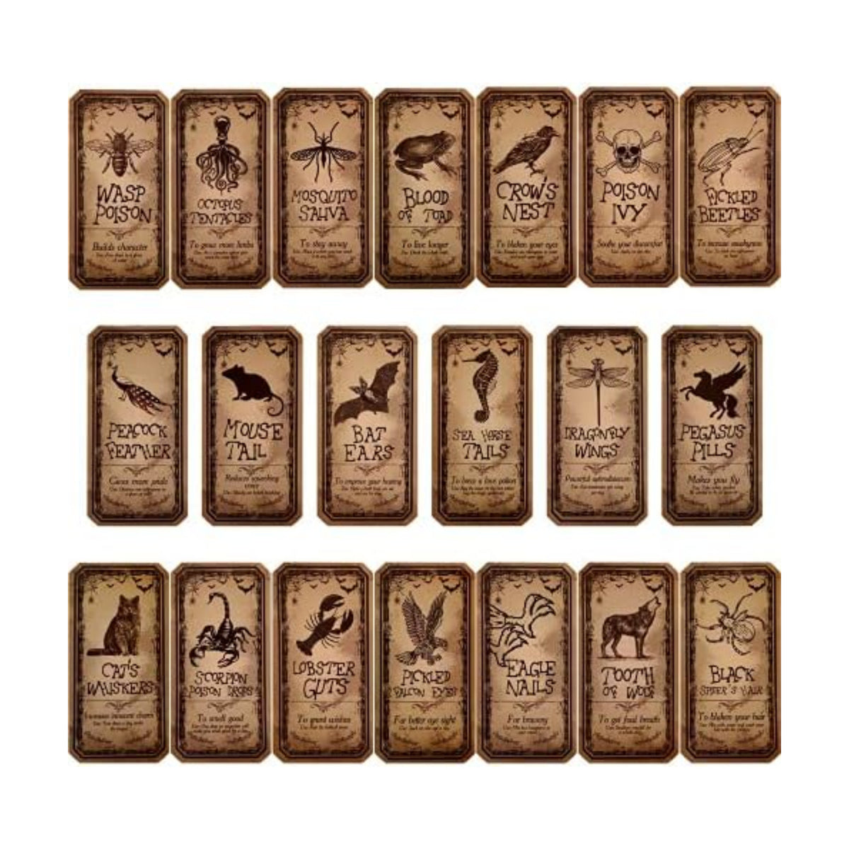 Zonon 80 Pcs Apothecary Bottle Labels Halloween Potion Decals