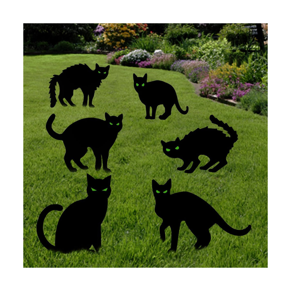 Anditoy 6 Pack Halloween Black Cat Yard Signs with Stakes Scary Silhouette Halloween Decorations for Outdoor Yard Lawn Garden Halloween Decor