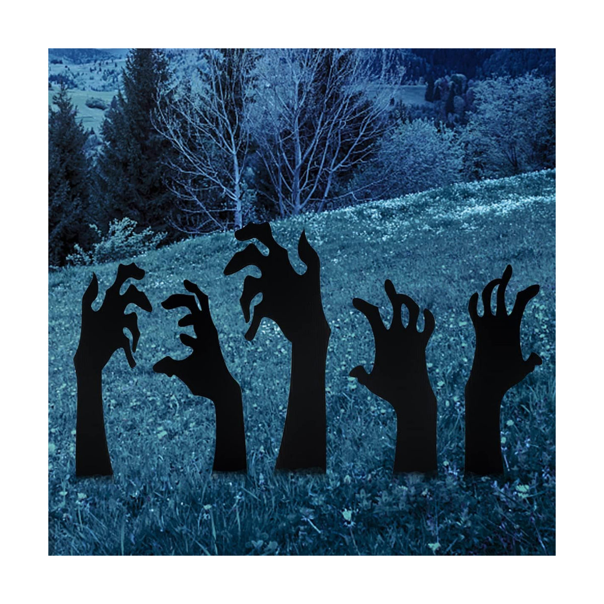 Anditoy 5 Pack Halloween Black Hands Yard Signs with Stakes Scary Silhouette Halloween Decorations for Outdoor Yard Lawn Garden Decor