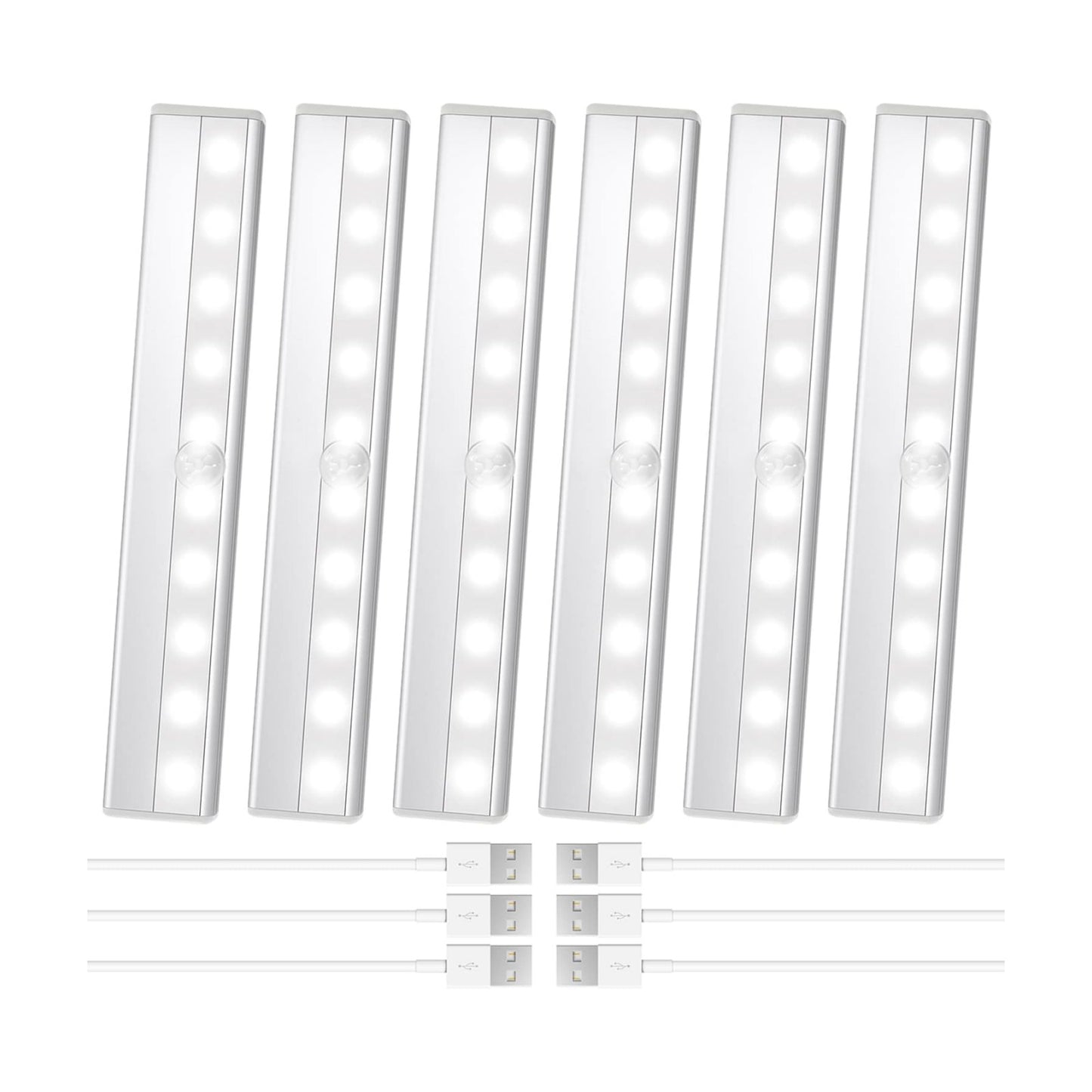 6 Pack Motion Sensor Closet Lights, 10 LED Stick-on Anywhere Magnetic Portable Wireless LED Under Cabinet Lights
