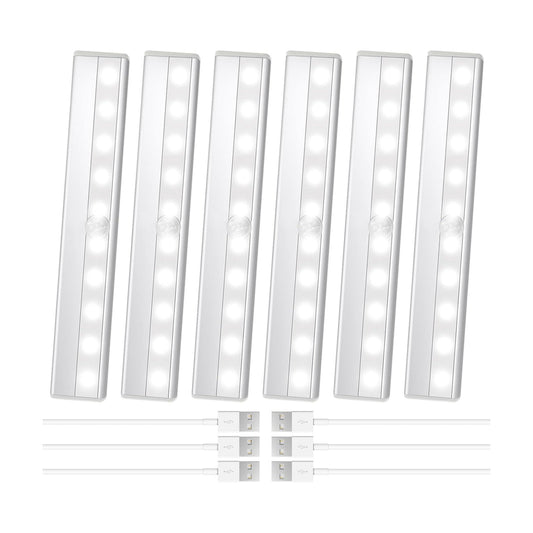 6 Pack Motion Sensor Closet Lights, 10 LED Stick-on Anywhere Magnetic Portable Wireless LED Under Cabinet Lights