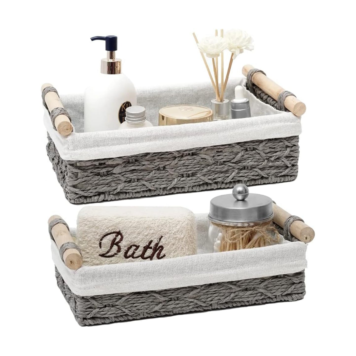 Storage Basket Wicker Baskets for Organizing Storage Bins for Counter Toilet Paper Storage / Grey