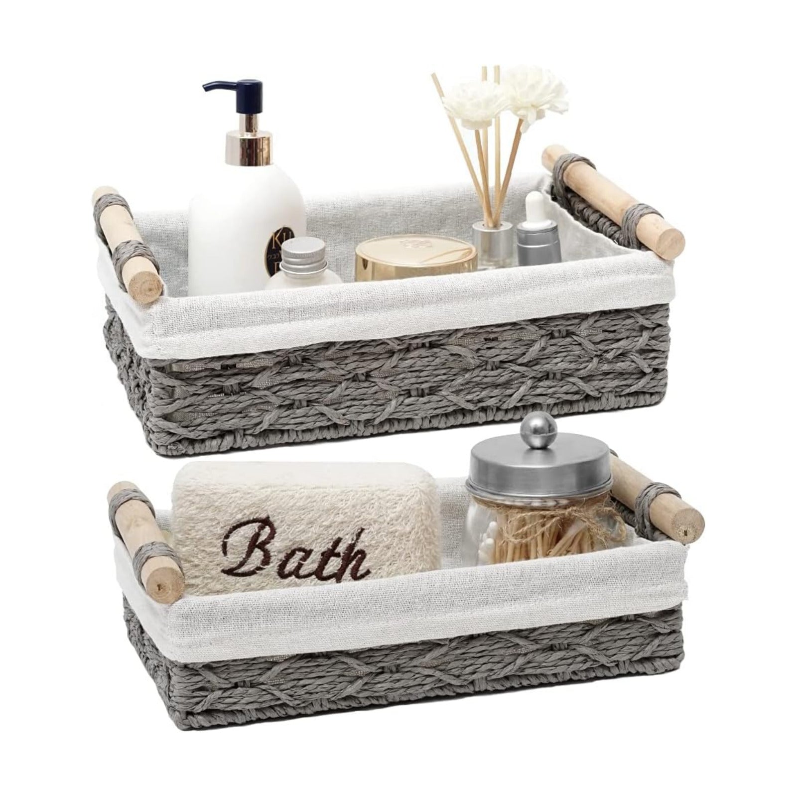 Storage Basket Wicker Baskets for Organizing Storage Bins for Counter Toilet Paper Storage / Grey