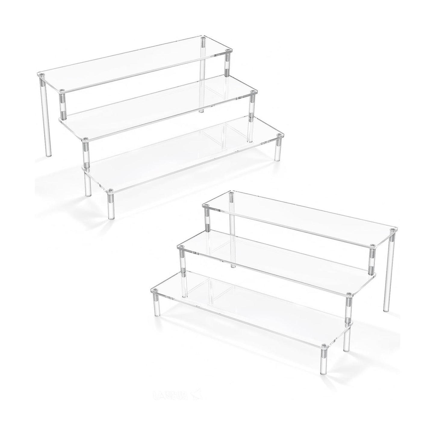 Display Risers Stand Small Mini Shelf 3 Tiered Cupcake Stand for Food / 3 Tier 2 Packs / Clear