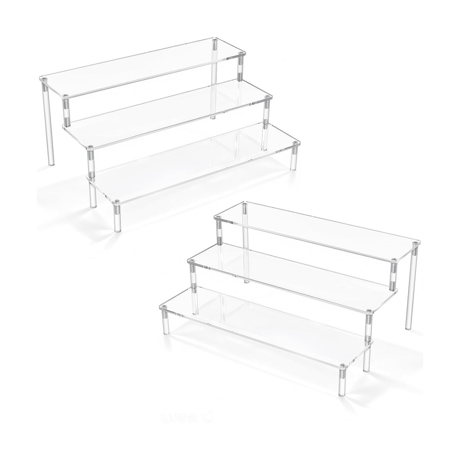 Display Risers Stand Small Mini Shelf 3 Tiered Cupcake Stand for Food / 3 Tier 2 Packs / Clear