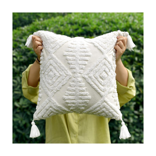 Boho Sofa Throw Pillow Covers / Boho Cream / 18 x 18