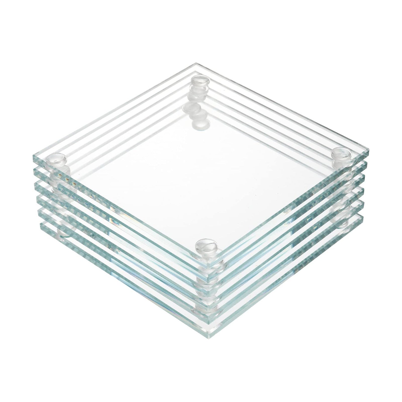 Decorative Glass Plates / Clear / 3.5 x 3.5 / Set of 6