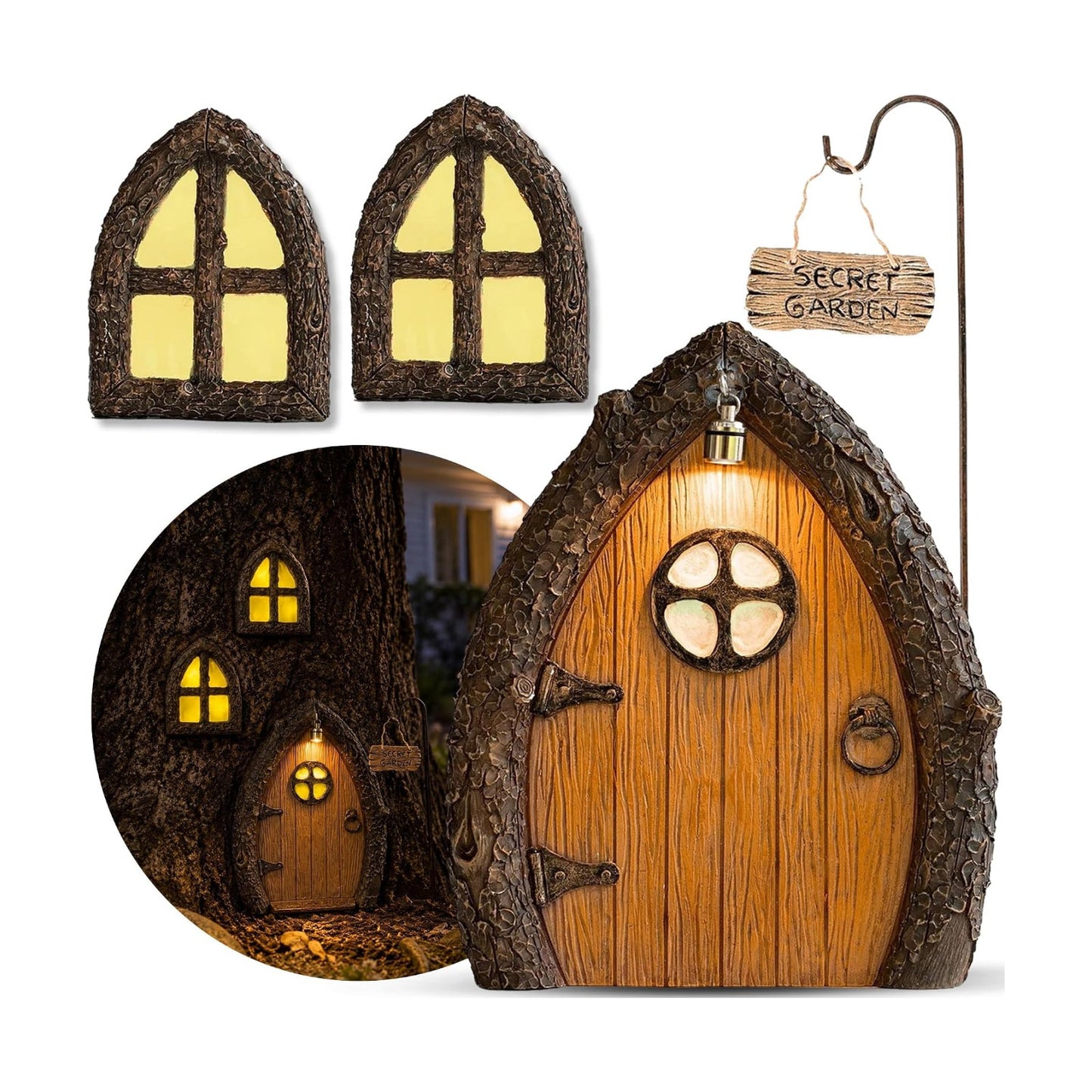 Wall and Trees Outdoor / Fairy Door and 2 Windows