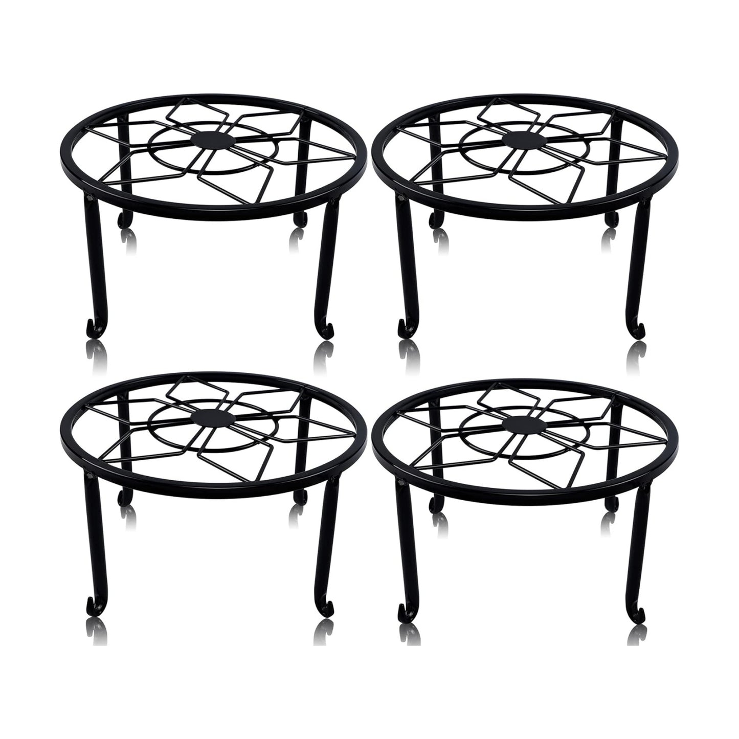 yosager 4 Pack Metal Plant Stands for Flower Pot, Heavy Duty Black Iron Potted Stand Holder, Indoor Outdoor Rustproof