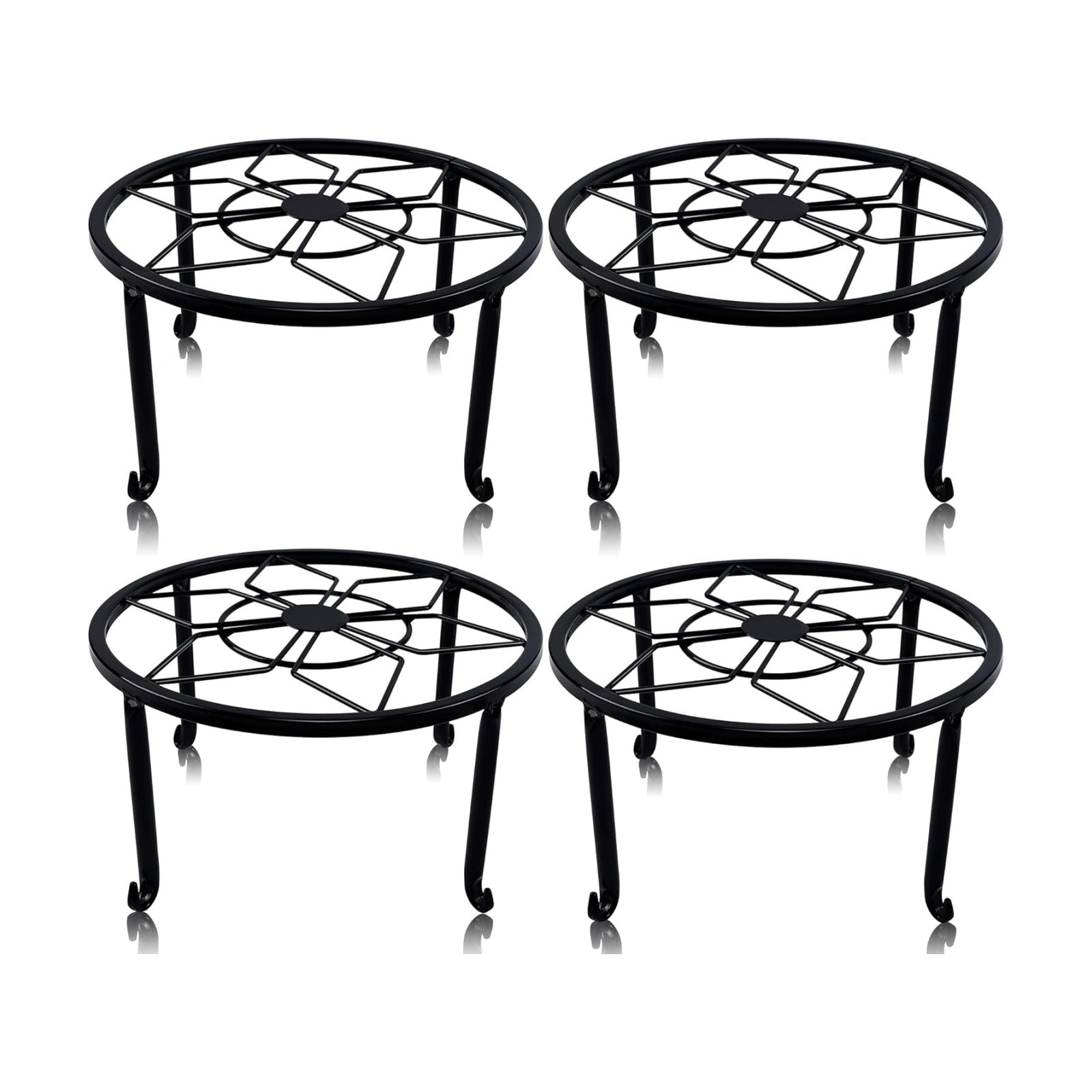 yosager 4 Pack Metal Plant Stands for Flower Pot, Heavy Duty Black Iron Potted Stand Holder, Indoor Outdoor Rustproof