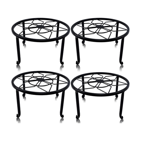 yosager 4 Pack Metal Plant Stands for Flower Pot, Heavy Duty Black Iron Potted Stand Holder, Indoor Outdoor Rustproof