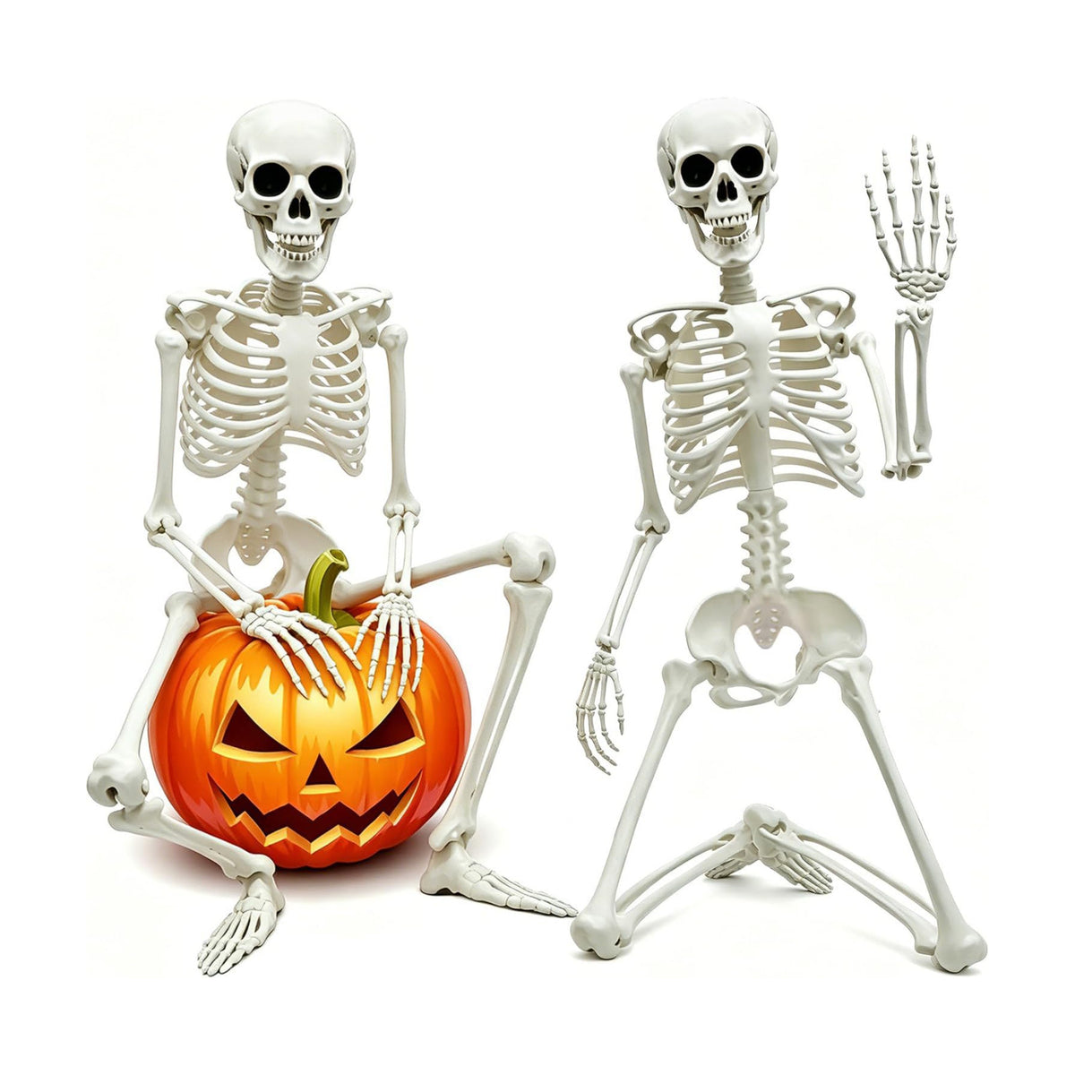 2PACK 36" Skeleton Halloween Decorations, 3FT Skeleton with Movable Joints