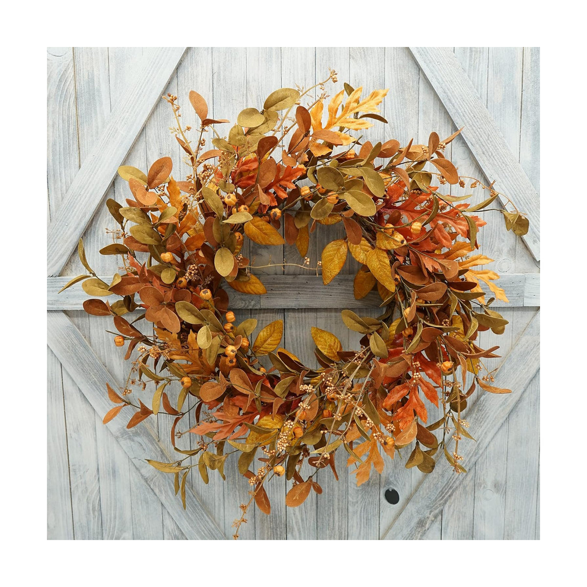 AMF0RESJ Artificial Fall Wreath for Front Door Autumn Wreath for Home Decor