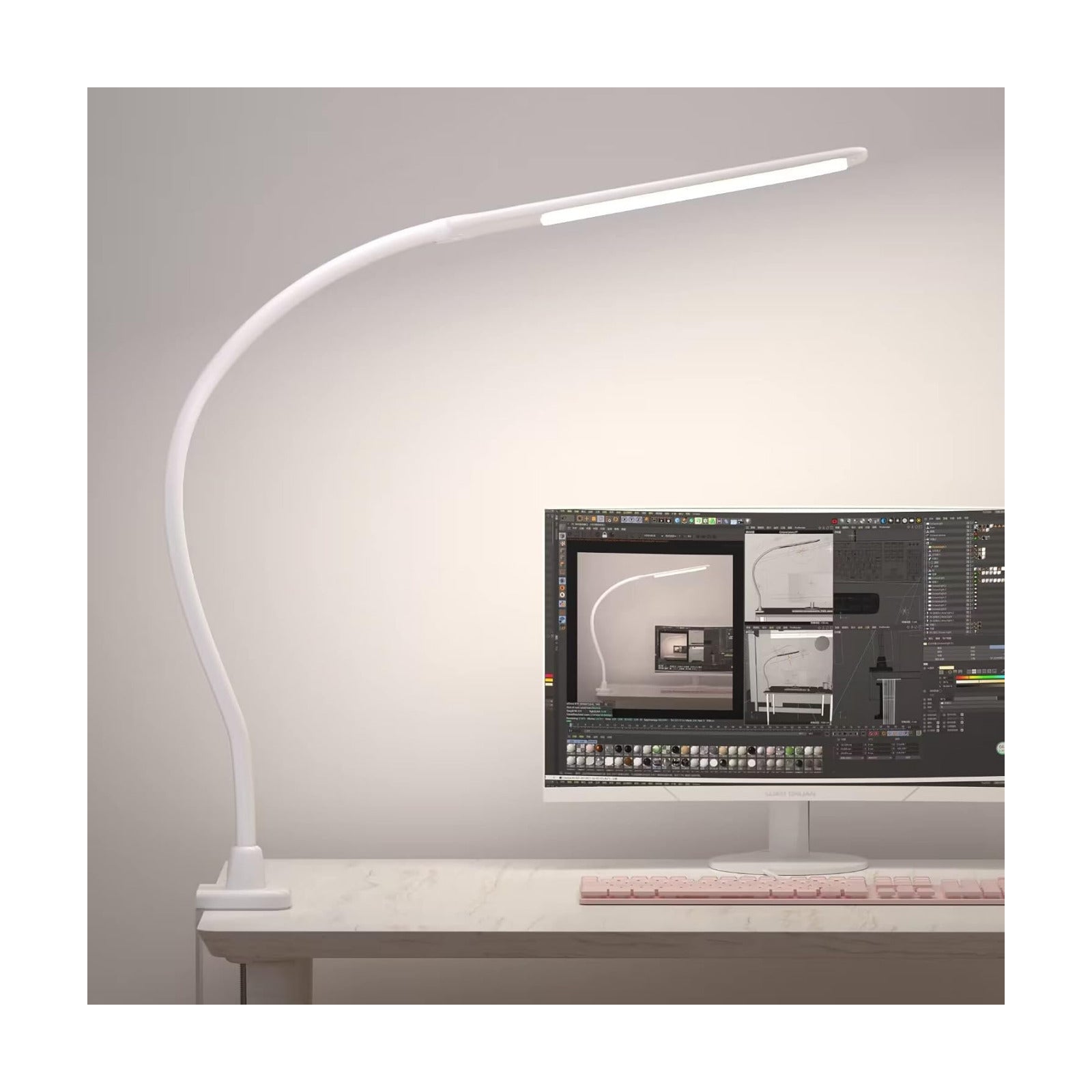 LED Desk Lamp With Clamp, 10W Gooseneck Lamps Touch Control,Swing Arm Clamp Lamp, Architect Clamp Desk Lamp