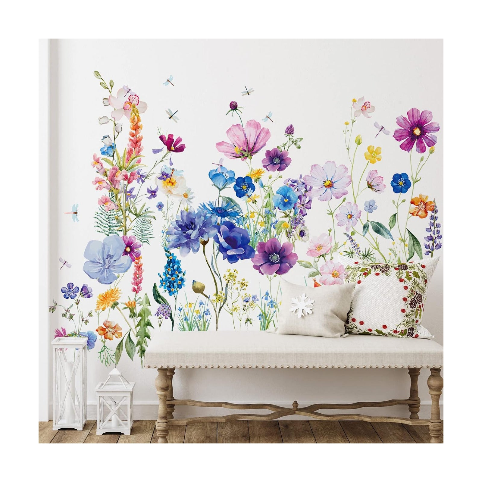 Flowers Wall Decals Stickers Vinyl Removable Peel and Stick Colorful / Beautiful / Set of 6