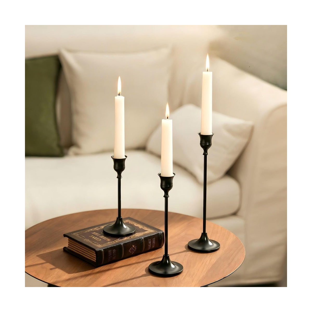 NUPTIO Black Candle Holder for Halloween: Aluminum Taper Candleholders