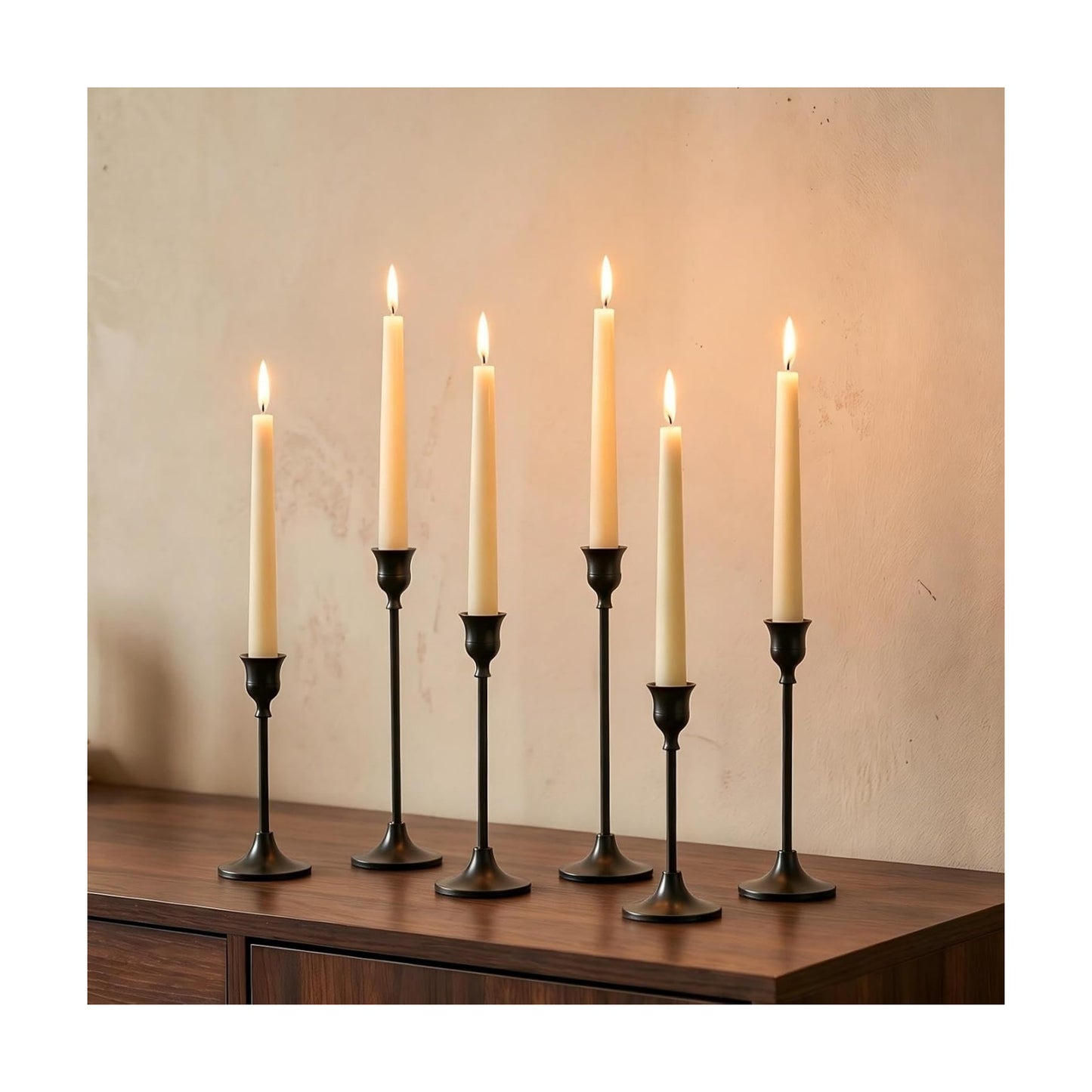 NUPTIO Halloween Candle Holder for Candlestick: Solid Aluminum - Set of 6 | Black Gothic Candle Stick Taper Holders for