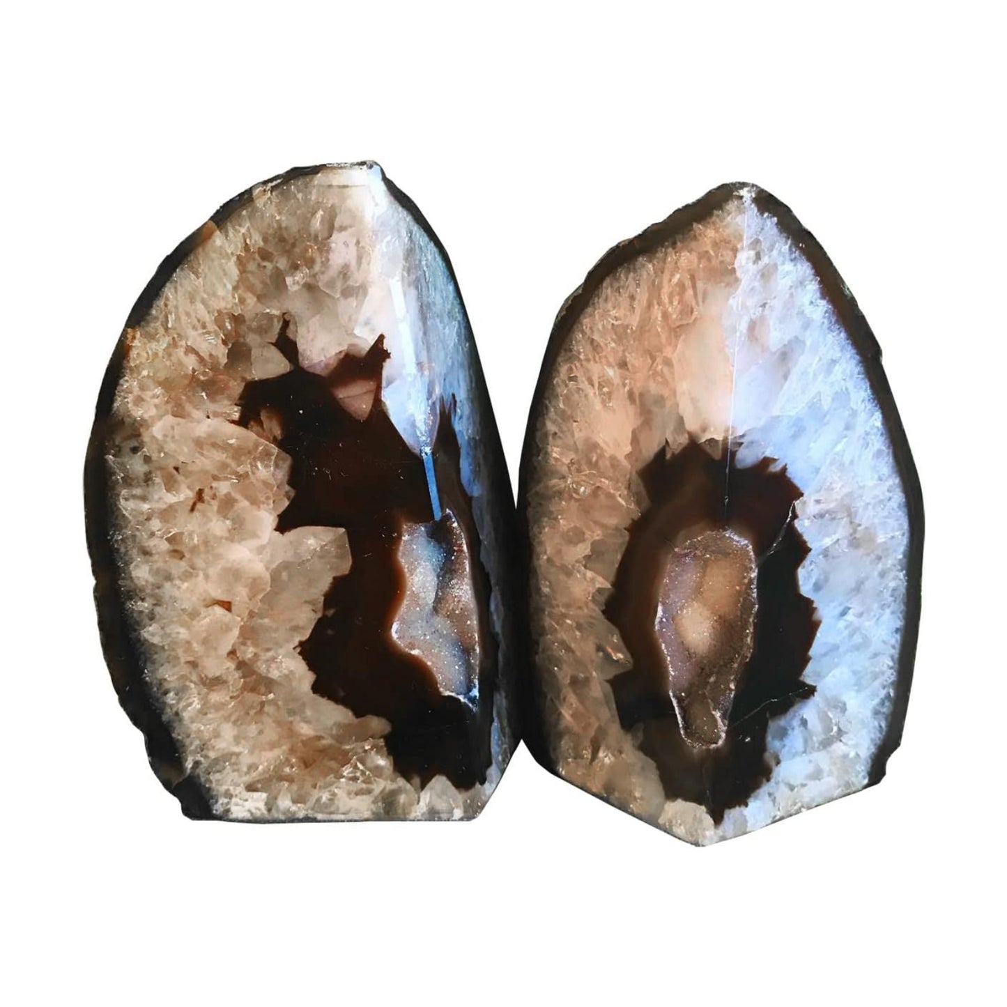 Black Geode Bookends Agate Decorative Book Ends / Natural Black / 3-4LBS